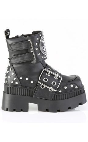 WRATH-58 Black Vegan Leather Platform Boots-Demonia-Tragic Beautiful