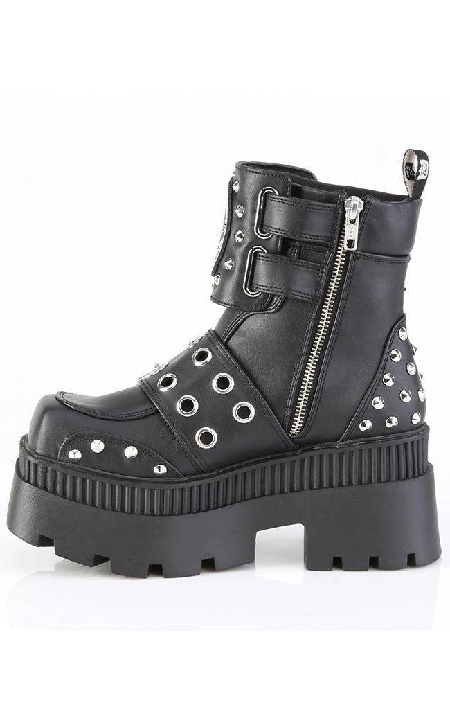 WRATH-58 Black Vegan Leather Platform Boots-Demonia-Tragic Beautiful