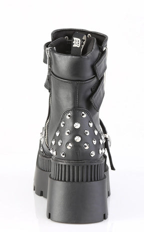 WRATH-58 Black Vegan Leather Platform Boots-Demonia-Tragic Beautiful