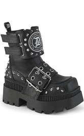 WRATH-58 Black Vegan Leather Platform Boots-Demonia-Tragic Beautiful