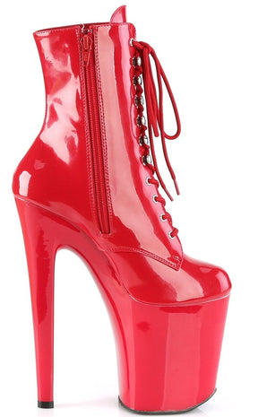 XTREME-1020 Red Patent Ankle Boots-Pleaser-Tragic Beautiful