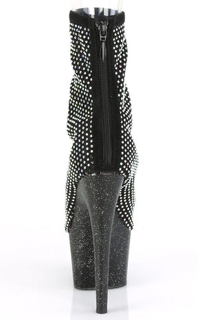 ADORE-1031 Black Rhinestone Mesh Booties-Pleaser-Tragic Beautiful