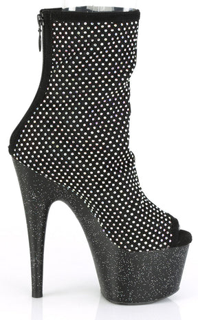 ADORE-1031 Black Rhinestone Mesh Booties-Pleaser-Tragic Beautiful