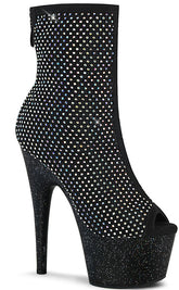 ADORE-1031 Black Rhinestone Mesh Booties-Pleaser-Tragic Beautiful