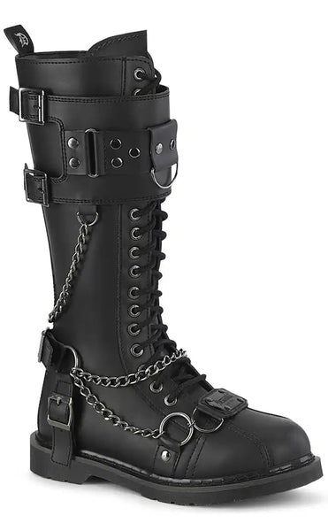 BOLT 415 Black Knee High Combat Boots Demonia Tragic Beautiful