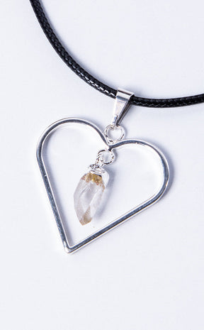 Crystal Heart Necklace | Clear Quartz-Gothic Jewellery-Tragic Beautiful