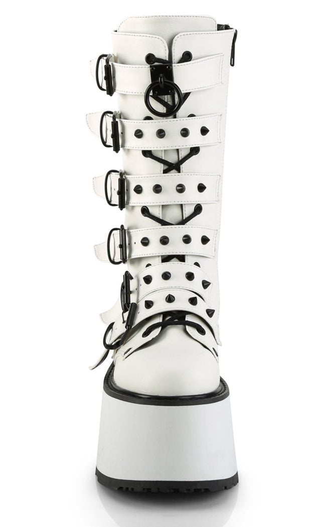 DAMNED-225 White Vegan Leather Boots-Demonia-Tragic Beautiful