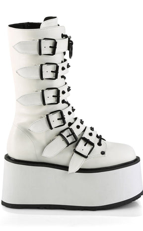 DAMNED-225 White Vegan Leather Boots-Demonia-Tragic Beautiful