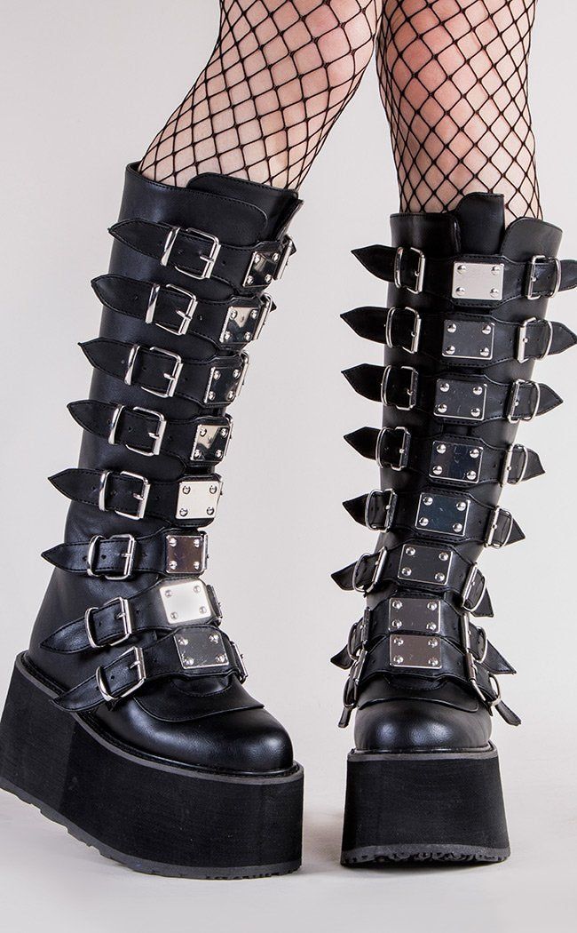 Demonia DAMNED-318 Black Vegan Leather Boots | Goth Shoes Australia