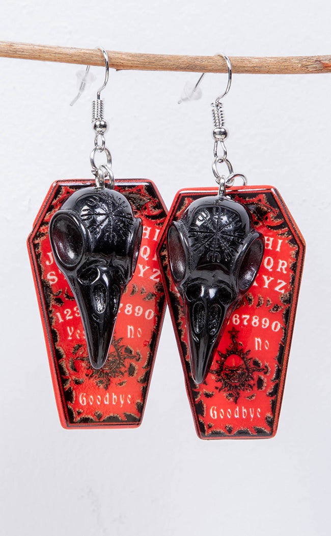 Dark Portents Red Raven Earrings-Tragic Beautiful-Tragic Beautiful