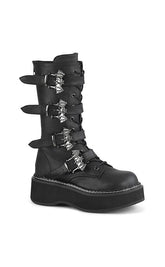 EMILY-322 Bat Buckle Vegan Boots-Demonia-Tragic Beautiful