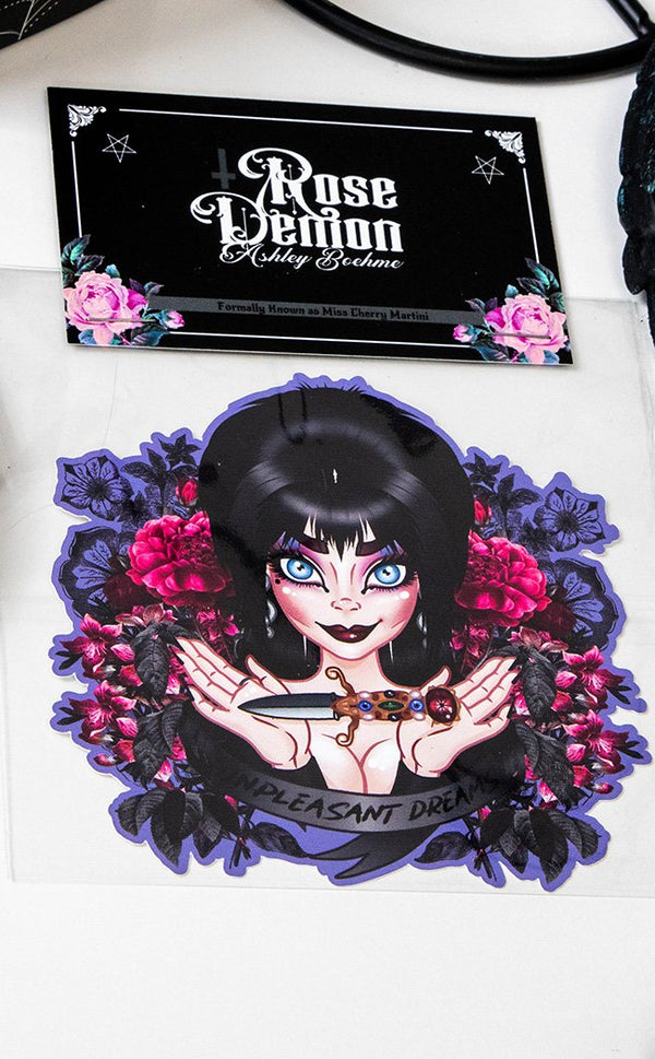 Elvira Large Sticker | Witchy Horror Art | Gothic Stationery Australia