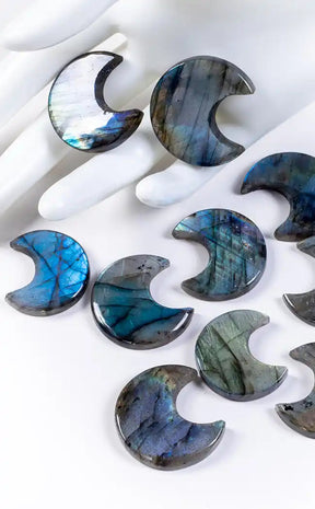 Flashy Labradorite Crescent Moons-Crystals-Tragic Beautiful