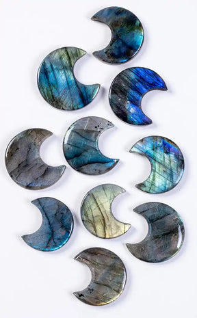 Flashy Labradorite Crescent Moons-Crystals-Tragic Beautiful