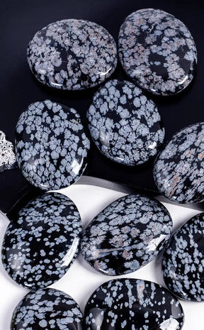 Pocket Palm Stone | Snowflake Obsidian-Crystals-Tragic Beautiful