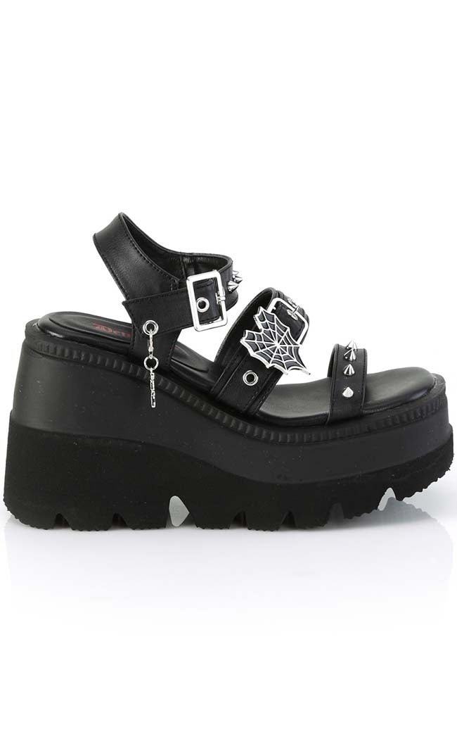 Demonia SHAKER-13 Black Platform Sandals | Gothic Shoes Australia