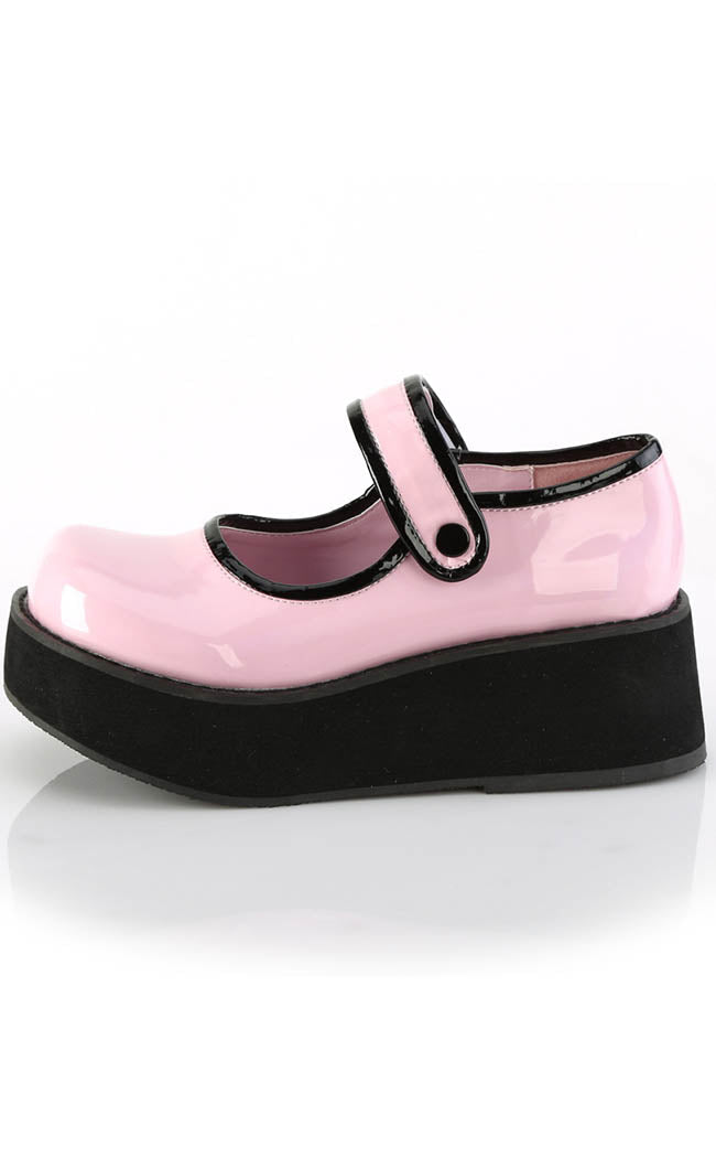 SPRITE-01 Pink Holo Patent Platform Mary Janes-Demonia-Tragic Beautiful