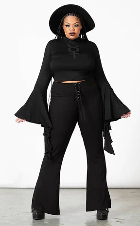 Slo-Burn Bell Bottoms [Plus-Size]-Killstar-Tragic Beautiful