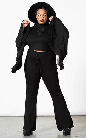 Slo-Burn Bell Bottoms [Plus-Size]-Killstar-Tragic Beautiful