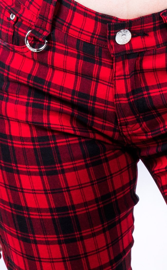 Mens Tartan Drainpipe Pants Red Check Skinny Slim Mod Punk Jeans :  : Clothing, Shoes & Accessories