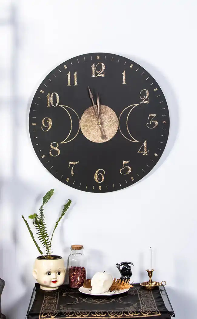 Triple Moon Witchy Wall Clock-Homewares-Tragic Beautiful