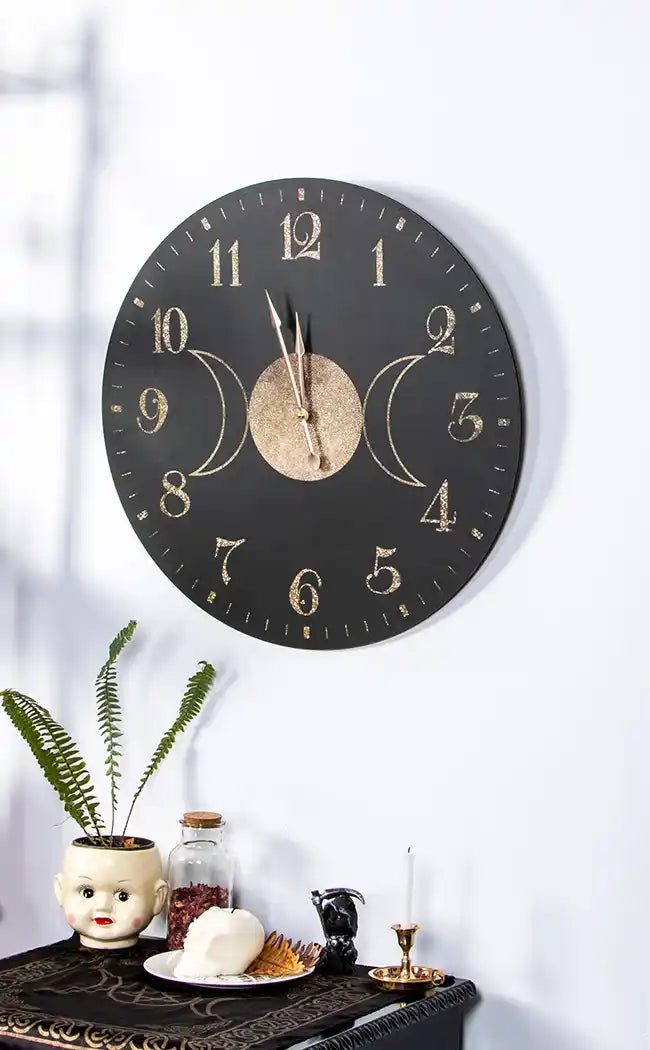 Triple Moon Witchy Wall Clock-Homewares-Tragic Beautiful