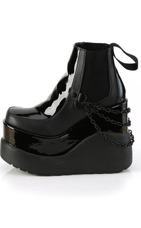 VOID-50 Black Matte/Patent Ankle Boots-Demonia-Tragic Beautiful