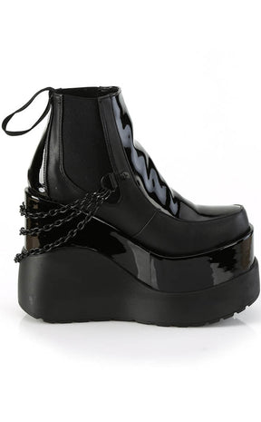 VOID-50 Black Matte/Patent Ankle Boots-Demonia-Tragic Beautiful