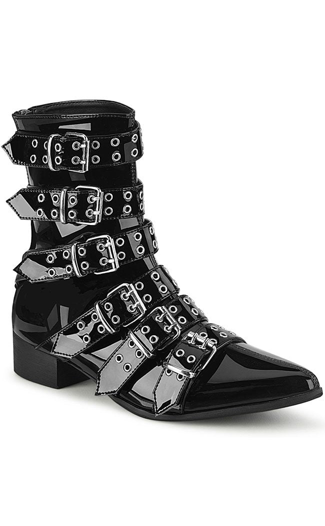 Demonia WARLOCK 55 Black Vegan Winklepickers | Gothic Boots Australia