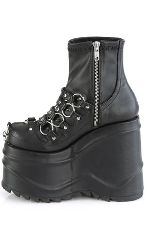 WAVE-110 Black Matte Stretch Ankle Boots-Demonia-Tragic Beautiful