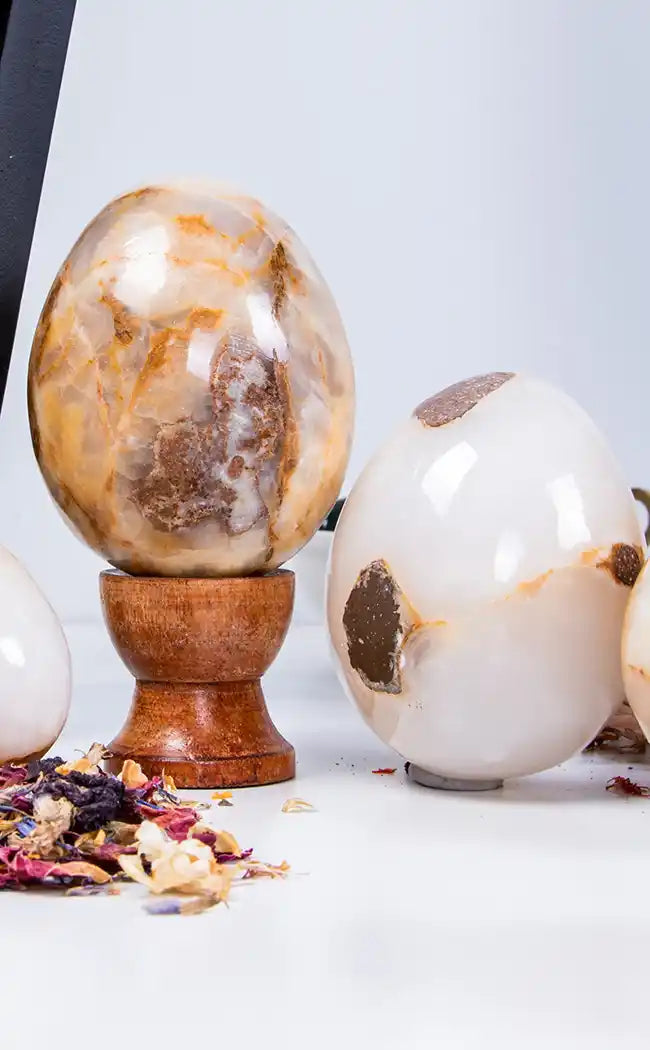 White Onyx Crystal Egg-Crystals-Tragic Beautiful