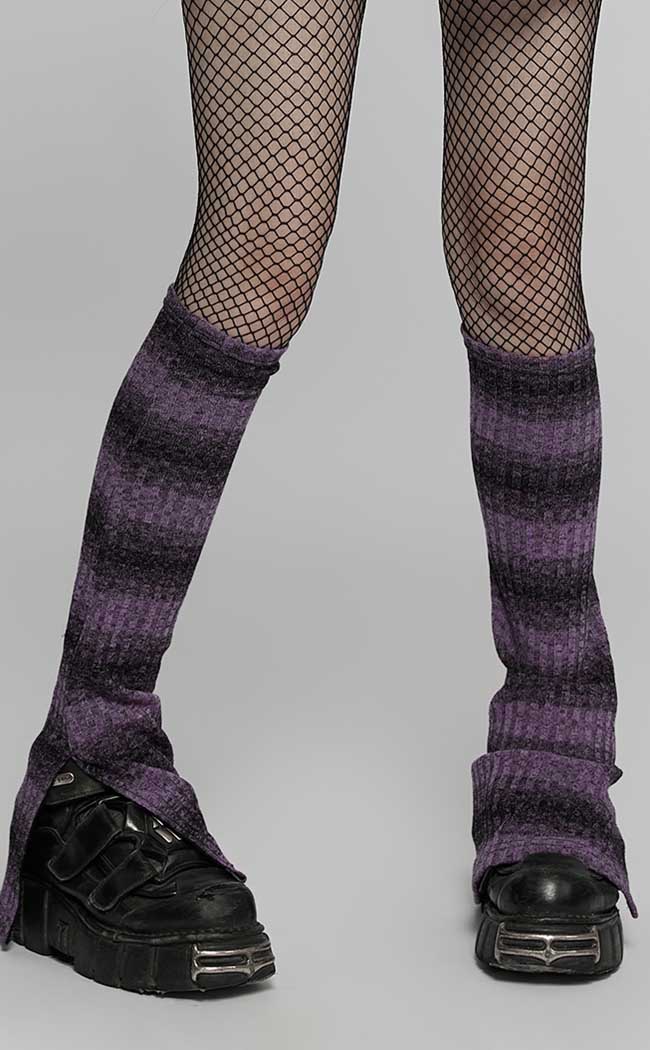 Dead Violets Striped Leg Warmers [Black/Purple]