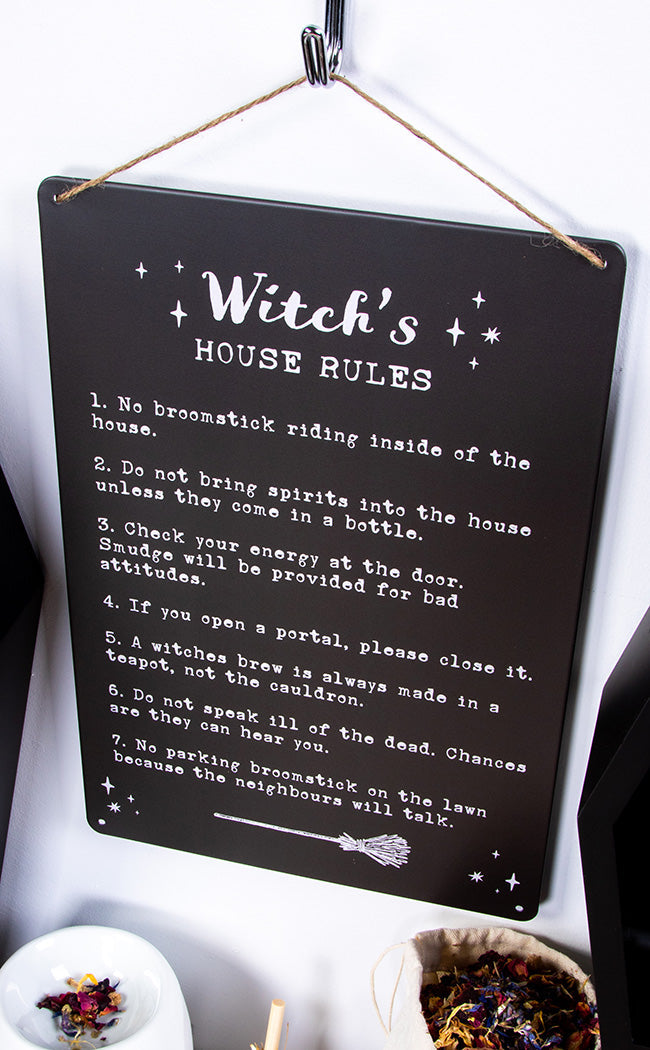 Witch's House Rules Metal Sign-Homewares-Tragic Beautiful