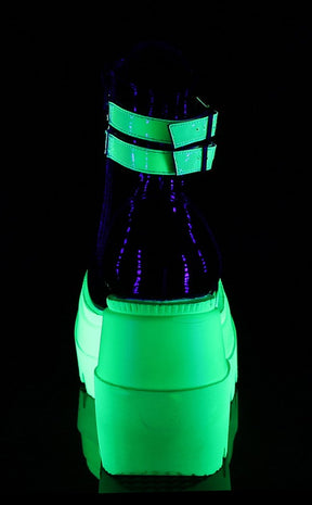 SHAKER-52 UV Green Ankle Boots-Demonia-Tragic Beautiful