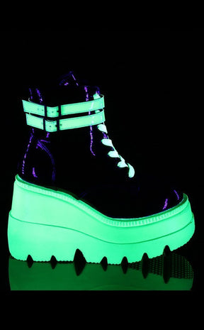 SHAKER-52 UV Green Ankle Boots-Demonia-Tragic Beautiful